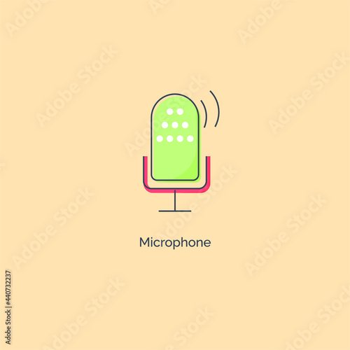 Simple line colorful microphone icon
