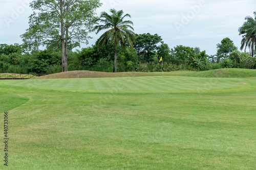 Golf course has a wide area. with beautiful green grass © chaiyapol
