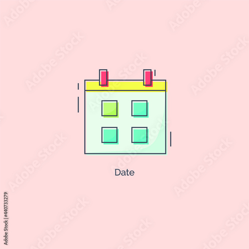 Simple line colorful date icon