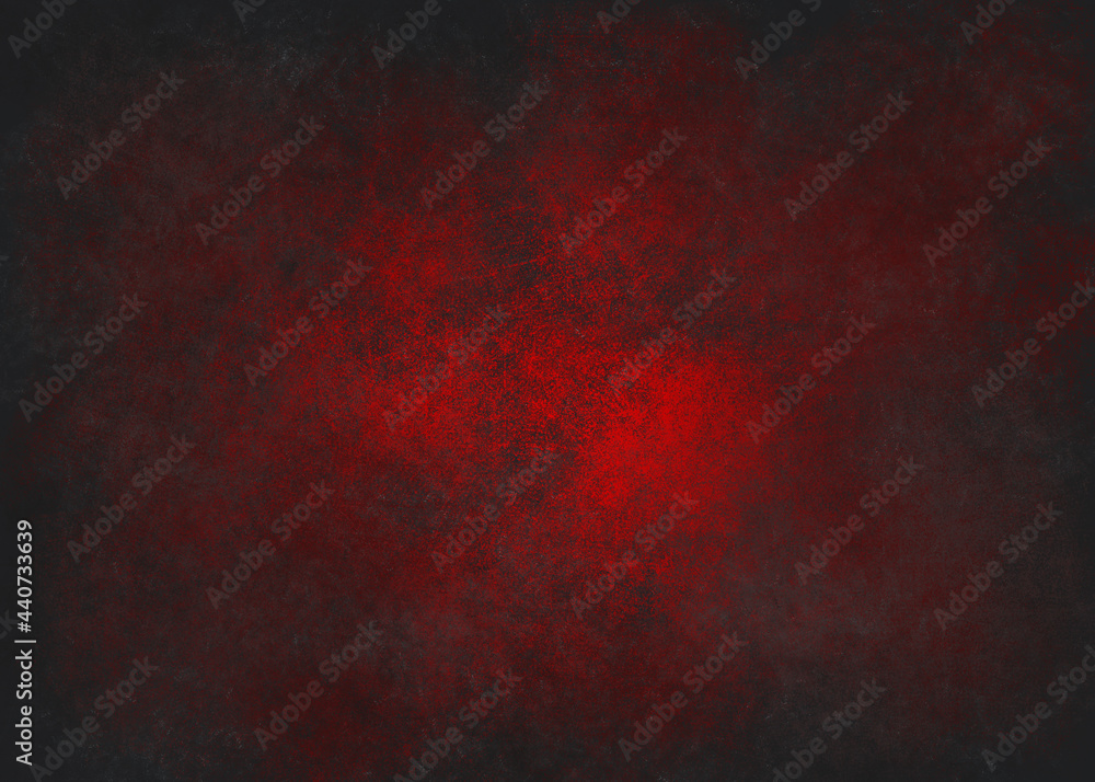 Abstract grunge watercolor background in red and black with a luminous center