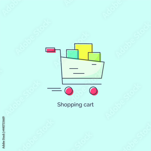 Simple colorful shopping cart icon