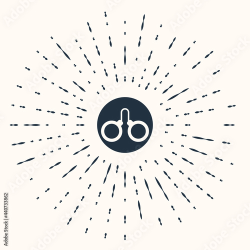 Grey Handcuffs icon isolated on beige background. Abstract circle random dots. Vector