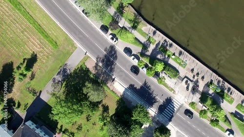 Bird's eye view of the Moselle river in Remich, Luxembourg. photo