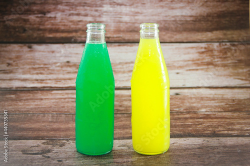 glass bottle with a soft drink