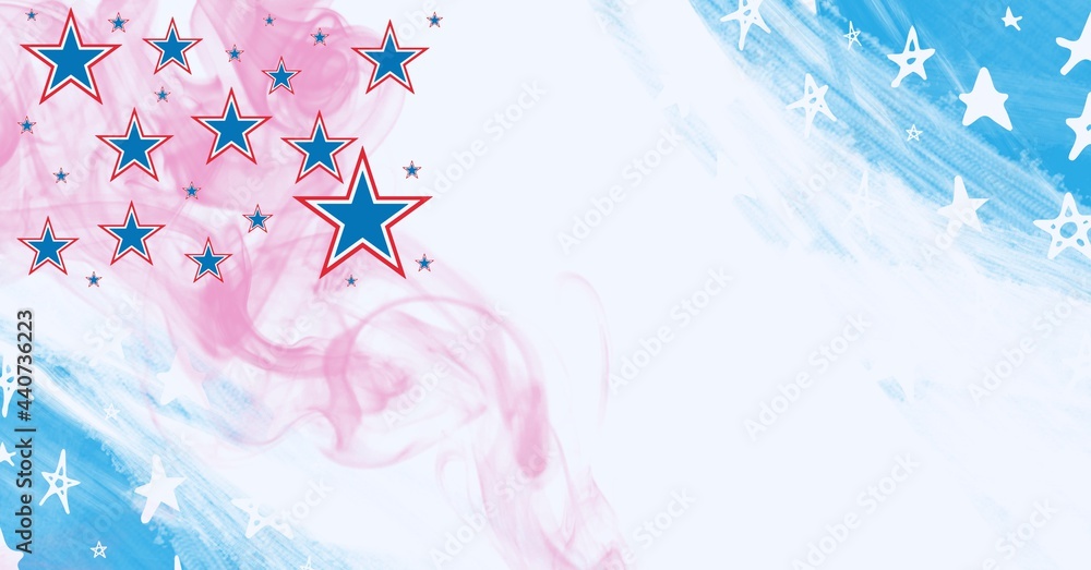 Composition of stars coloured with american flag on white background Composition of stars coloured with american flag on white background