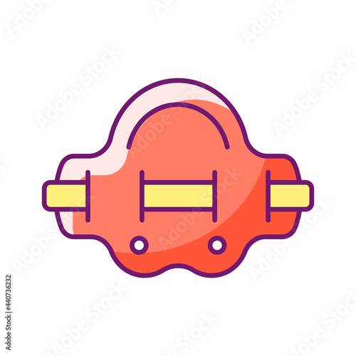 Aqua jogger RGB color icon. Isolated vector illustration. Aquatic fitness. Water jogging in swimming pool. Elastic belt for abdominal muscles. Enhancing water workout simple filled line drawing