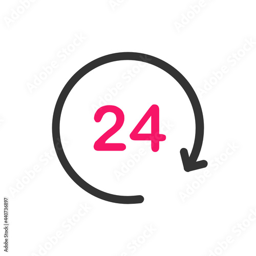 24 hours time outline icon.