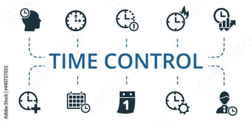Time Control icon set. Contains editable icons time management theme such as clock, determination time, late and more.