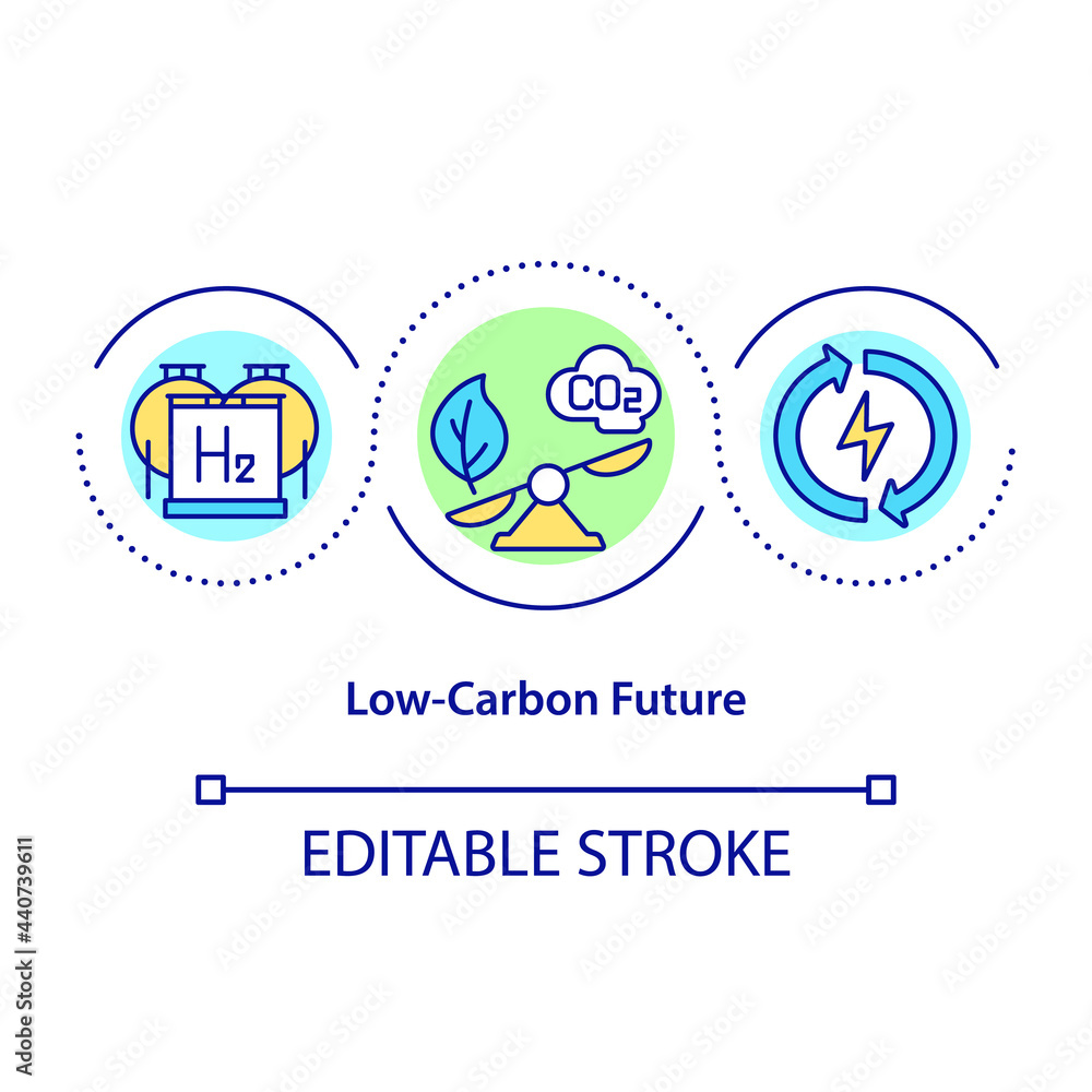 Low carbon future concept icon. Protecting nature. Climate change prevention. Green energy source abstract idea thin line illustration. Vector isolated outline color drawing. Editable stroke
