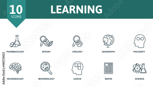 Learning icon set. Contains editable icons science theme such as pharmacology, zoology, philosofy and more. photo