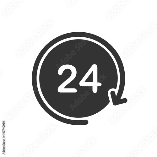 24 hours time solid icon.