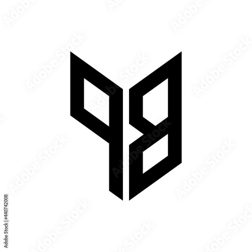initial letters monogram logo black PB