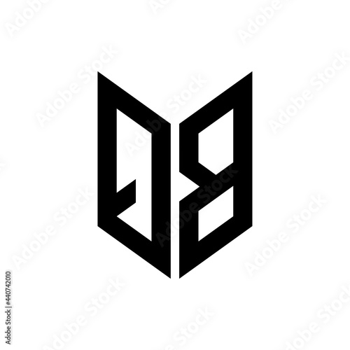 initial letters monogram logo black QB
