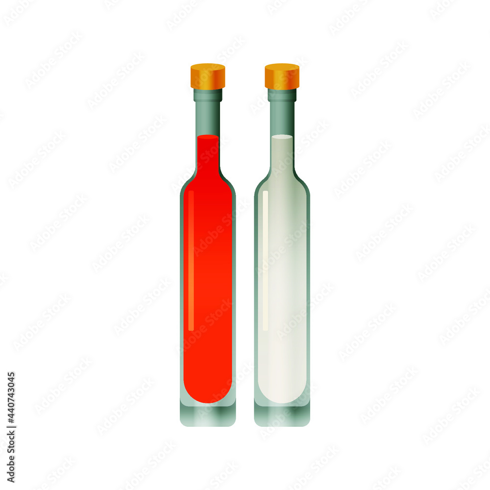 Kinds of Bottles with Light and Red Liquid on White Background. Modern Vector Illustration. Social Media Ads. Kinds of Bottles with Light and Red Liquid on White Background. Modern Vector Illustration. Social Media Ads.