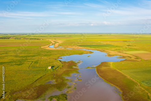Bild auf Leinwand Aerial view about hungarian landscape at Koros-Maros National Park, Hungary