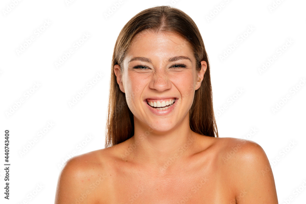 young and happy beautiful shirtless woman young and happy beautiful shirtless woman