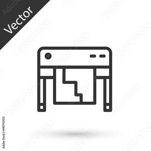 Grey line Plotter icon isolated on white background. Large format multifunction printer. Polygraphy, printshop service. Vector
