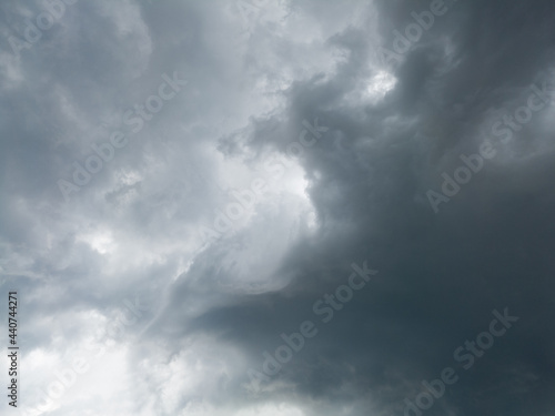 Abstract ominous dramatic clouds, stormy dangerous weather forecast, dark clouds in sky