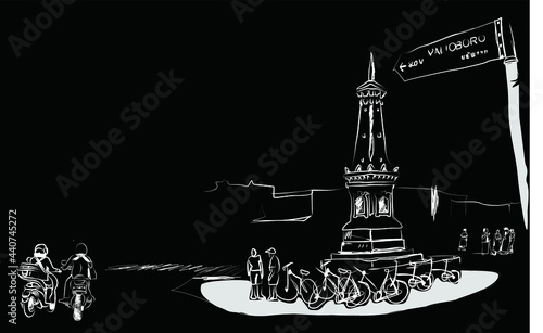 Yoyakarta city Icon Black and White Sketch TUGU photo