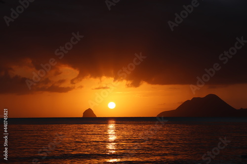 Obraz na płótnie Coucher de Soleil Anse Figuier Sainte Luce Martinique Antilles Françaises w salonie