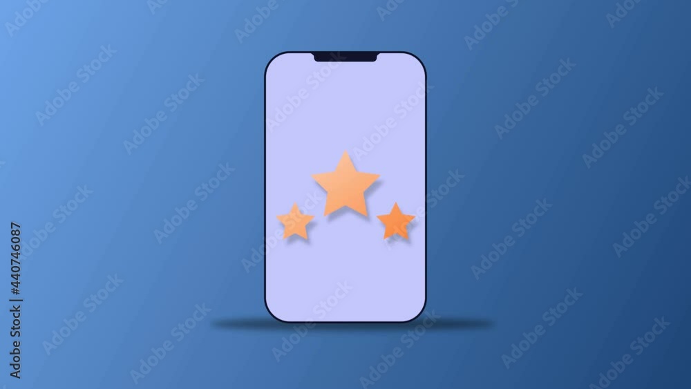 Animated phone with rating stars, Achievement and rate conceptual 2d video clip. Animated phone with rating stars, Achievement and rate conceptual 2d video clip.