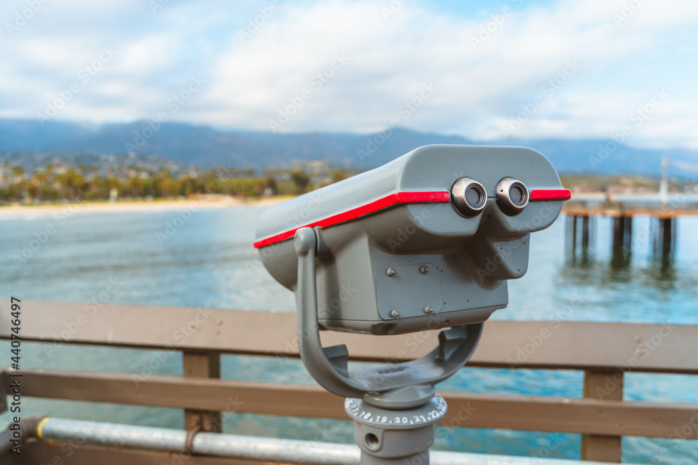 Public binoculars on the pier in Santa Barbara, USA