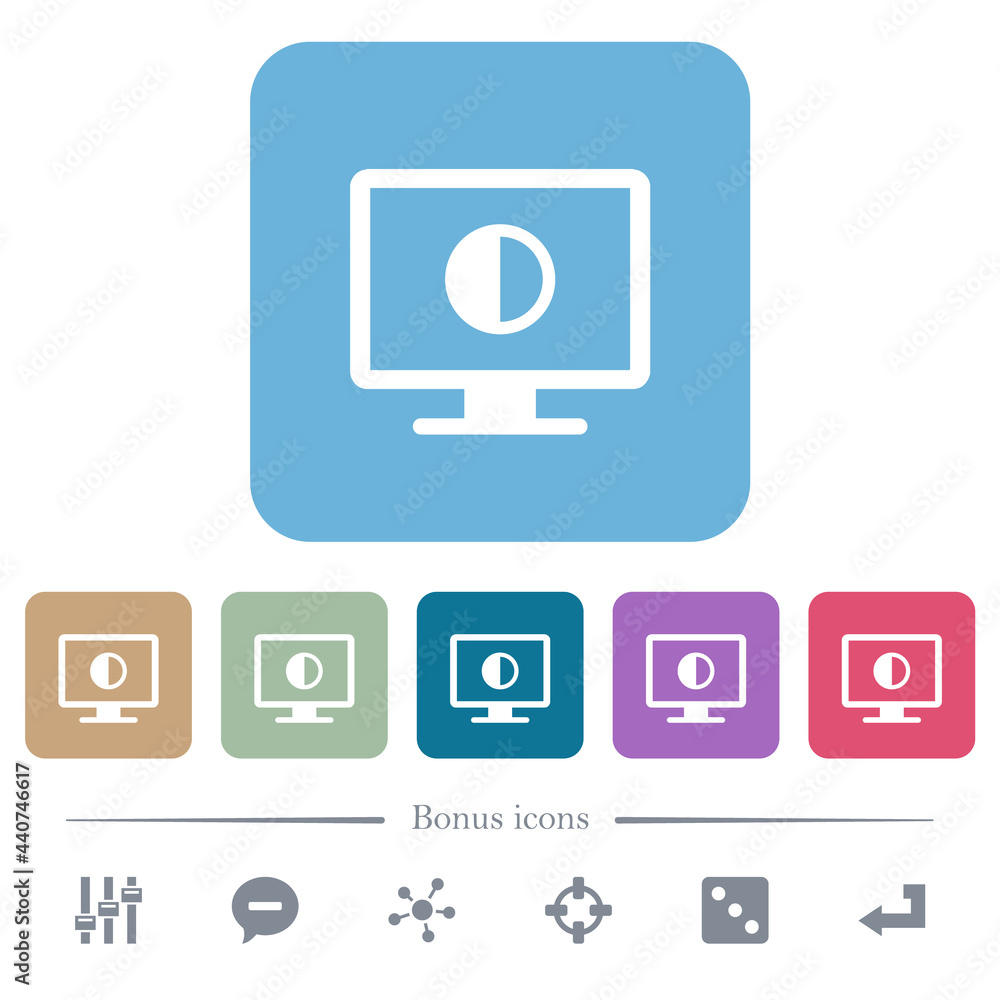 Adjust screen contrast flat icons on color rounded square backgrounds Adjust screen contrast flat icons on color rounded square backgrounds