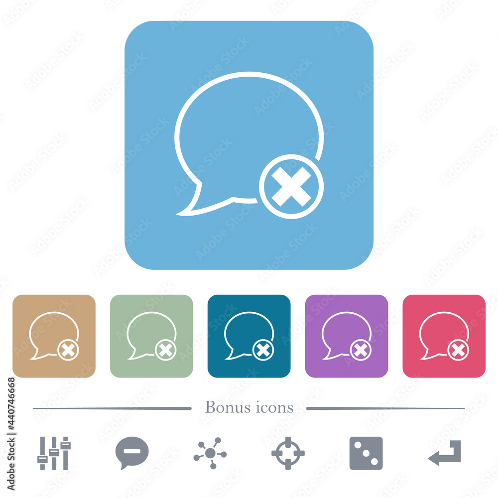 Cancel message outline flat icons on color rounded square backgrounds Cancel message outline flat icons on color rounded square backgrounds