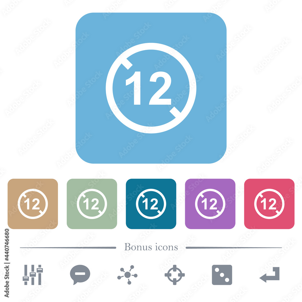 Not allowed under 12 flat icons on color rounded square backgrounds Not allowed under 12 flat icons on color rounded square backgrounds
