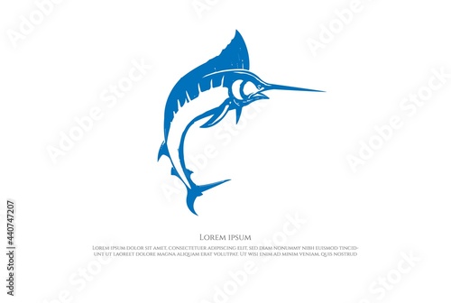 Jumping Marlin Sword Fish for Angler Fishing Sport Club Logo Design Vector