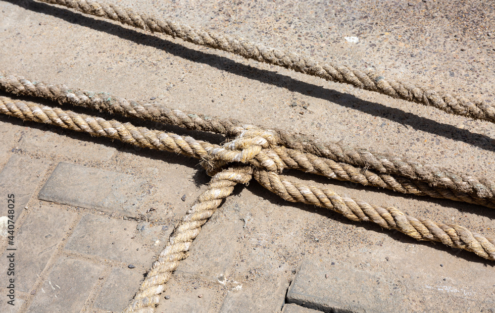 Fototapeta premium Ropes for mooring equipment for ships