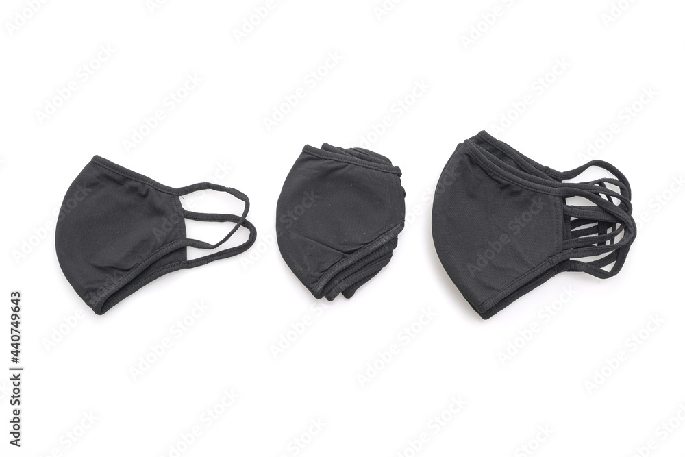 black fabric mask for protect covid 19 on white background black fabric mask for protect covid 19 on white background