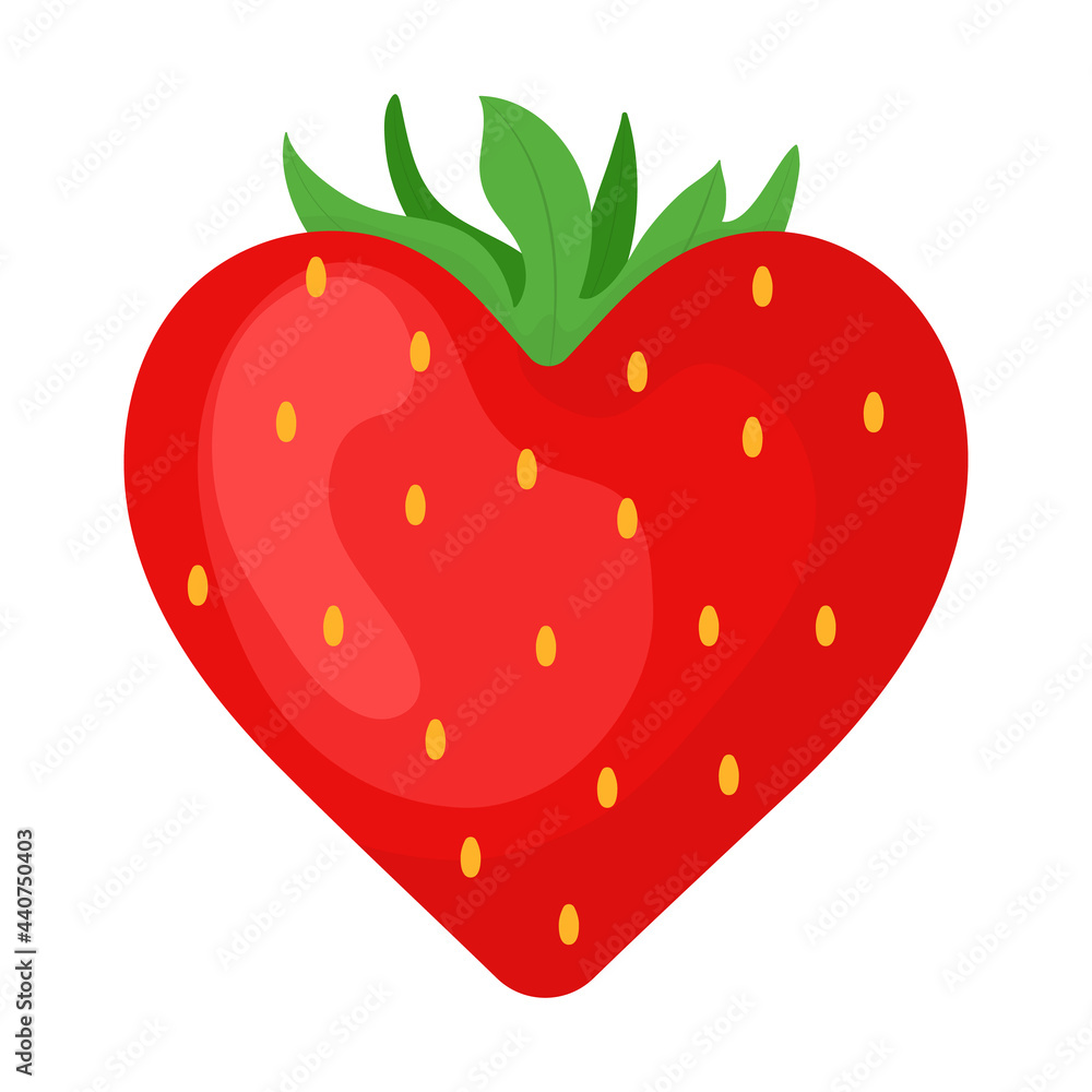 Fototapeta premium Strawberries in the shape of a heart. Vector illustration.