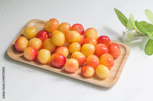 Fresh cherry fruit isolated on white background.