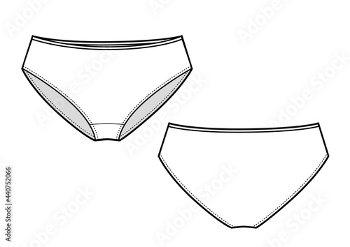 Sketch of Classic womans panties. Cotton everyday underwear