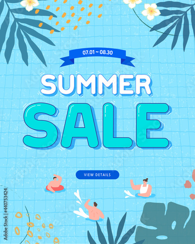 summer shopping event illustration. Banner. Typography
