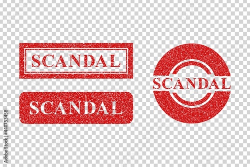 Vector realistic isolated red rubber stamp of Scandal on the transparent background.