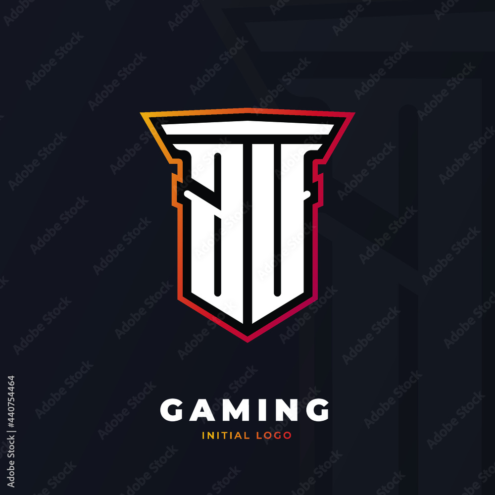 Initial AU with pillar, vector initial letter monogram esport, twitch and gaming logo template Initial AU with pillar, vector initial letter monogram esport, twitch and gaming logo template