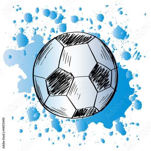 Sketch of soccer ball with splatter