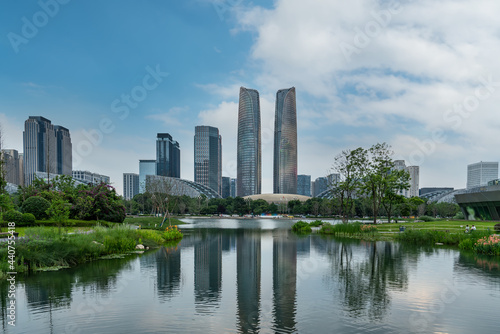 Architectural Landscape Street View of Chengdu Financial Center  Sichuan