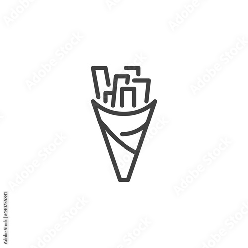 French fries cone line icon