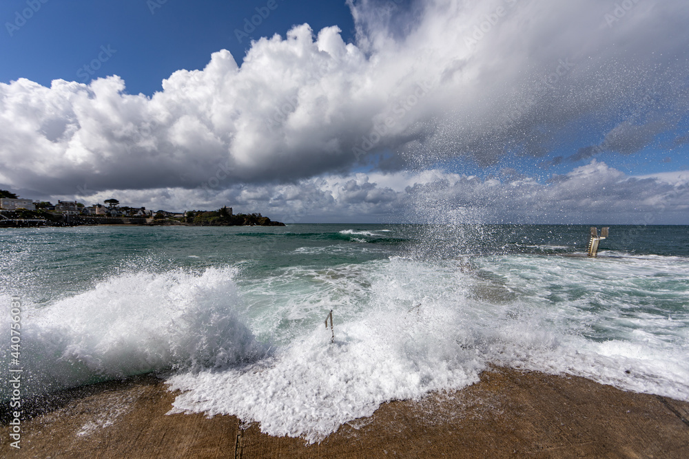 Storm in Saint-Quay-Portrieux, Cotes d'Armor, Brittany, France