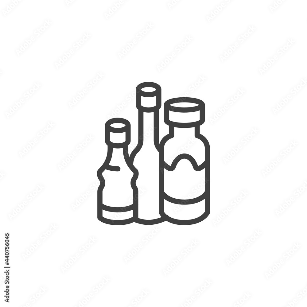 Bottles of sauce line icon