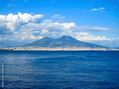 View of the bay of Naples and mount Vesuvius