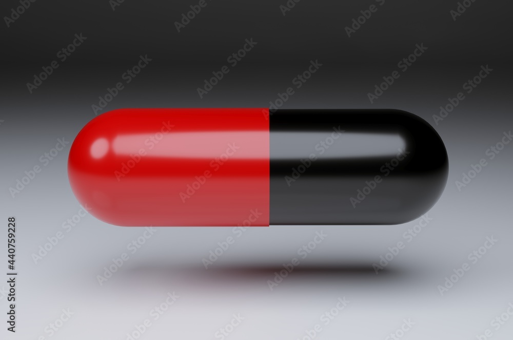 3D Red and White Capsule Pills Isolated on Black Background 3D Red and White Capsule Pills Isolated on Black Background