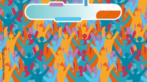 Sports fans on a blue background. Vector. Illustration on the theme of football, championship, sports. 