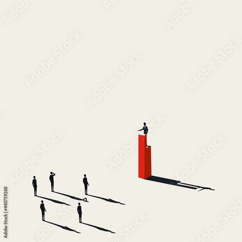 Business leadership vector concept. Symbol of leader speaking to people. Political authority. Minimal illustration.