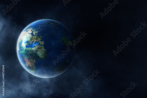 Planet earth on dark background