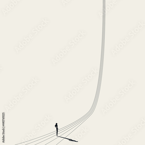 Business woman career opportunity vector concept. Symbol of corporate ladder, growth and success. Minimal illustration.