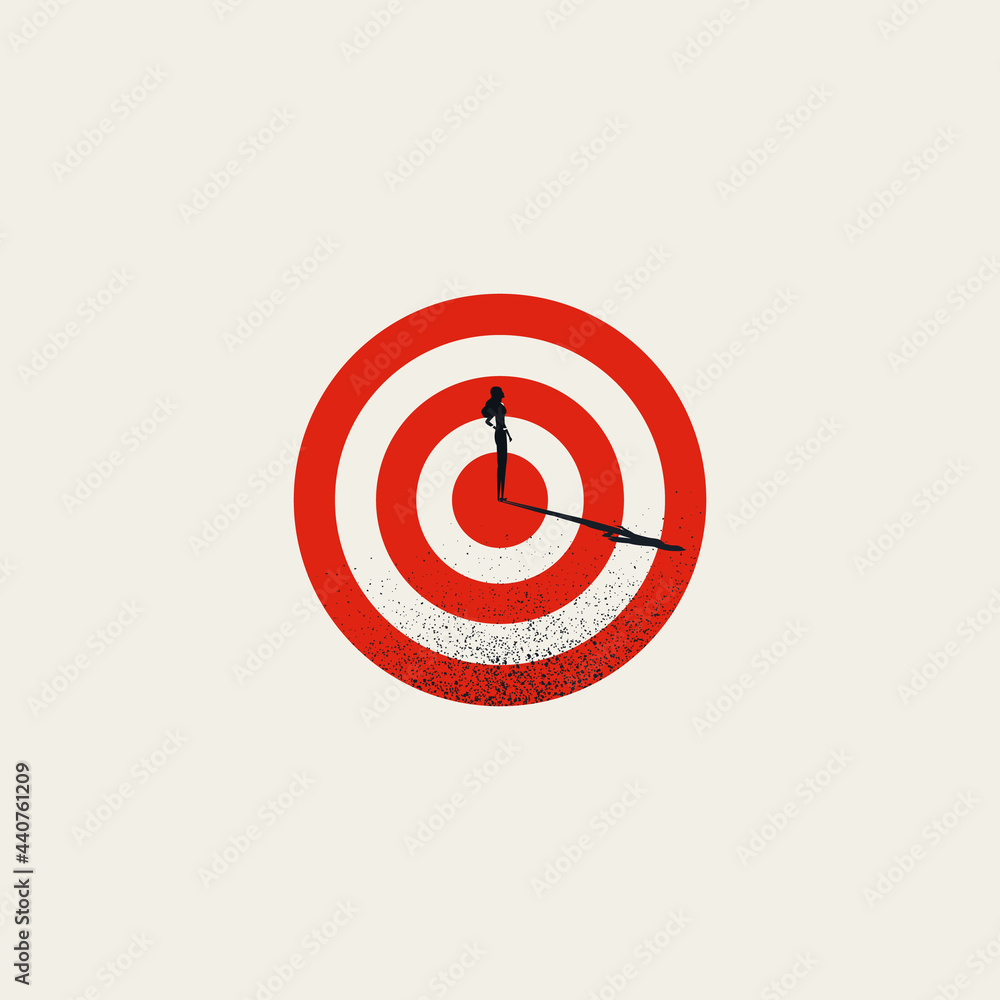 Business woman success and hitting target vector concept. Symbol of completing objective, achievment. Business woman success and hitting target vector concept. Symbol of completing objective, achievment.